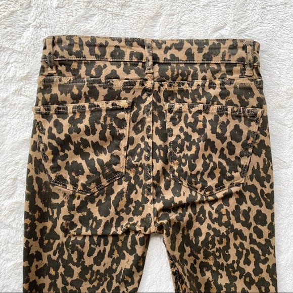 Zara woman high rise leopard animal print red velvet trim skinny jeans 2 - Picture 8 of 12